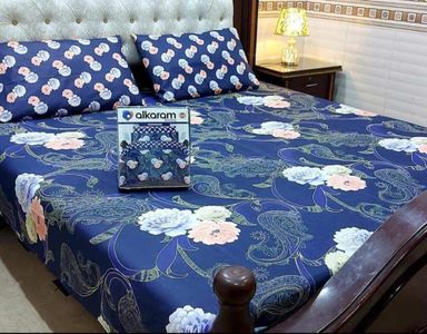 3 pcs crystal cotton double bedsheets 