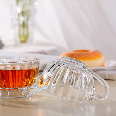 Glass Tea Cups with Saucer(Set of 6) 170ML