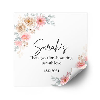 Flowery Baby Shower Sticker (pack of 12) 