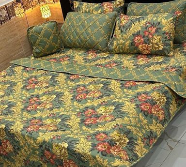 7 pcs cotton printed comforter set,