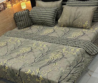 7 pcs cotton printed comforter set,