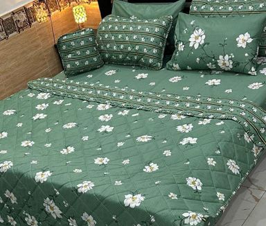 7 pcs cotton printed comforter set,