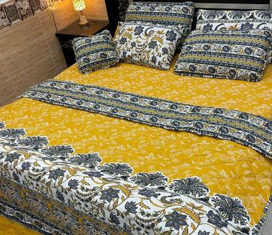 7 pcs cotton printed comforter set,