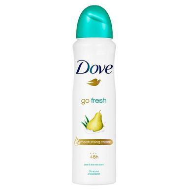 Dove Go Fresh Antiperspirant & Anti Transpirant Deodorant Spray with Moisturizing Cream Pear & Aloe Vera Scent - alcohol free