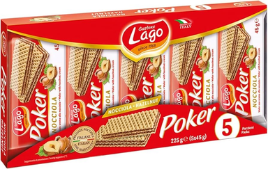 Gastone Lago Poker Wafers with Hazelnut Cream (4 + 1 Free)