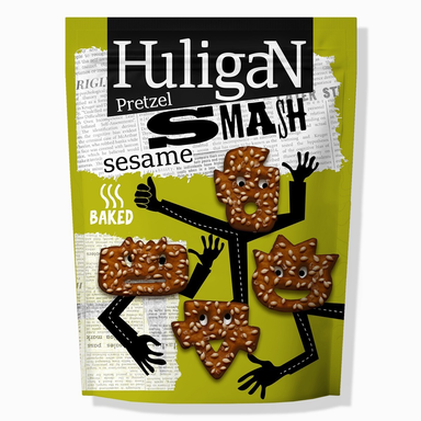 Huligan Smash Baked Sesame Pretzels - vegan  preservatives free  palm oil free