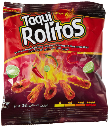 Trikos Taqui Rolitos Hot Chili Pepper & Lime Tortilla Chips - vegetarian