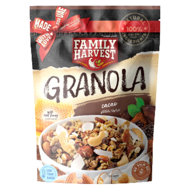 Family Harvest Granola with Honey & Cocoa - GMO free  palm oil free