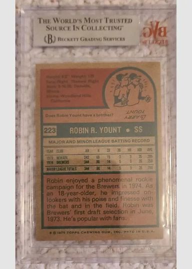 robin yount 1975 topps rookie card