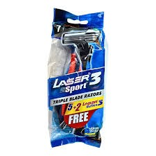 Laser Sport 3 Triple Blade Razors with Aloe & Vitamin E Smooth Strip (5+5 Free)