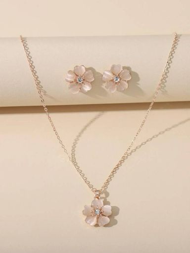 Flower charm,necklace & earring