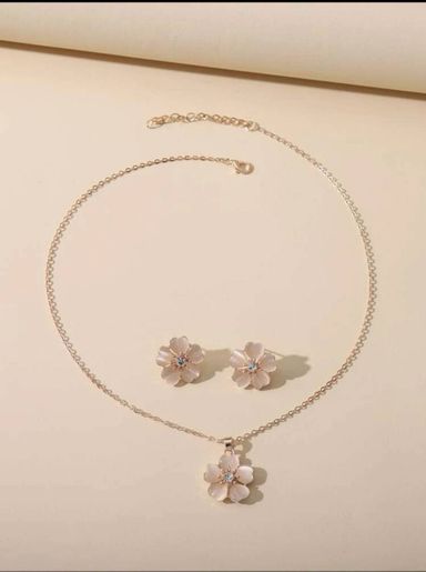 Flower charm,necklace & earring