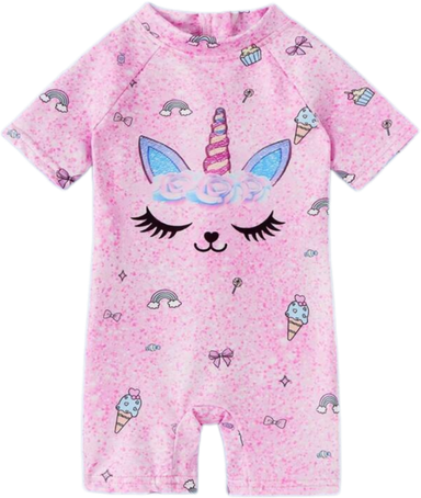 Toddler girl 2-3 Pink Unicorn / Rainbows 1 pc swimsuit