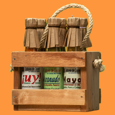 6 pack (75 ml) - Caja madera con Yute 