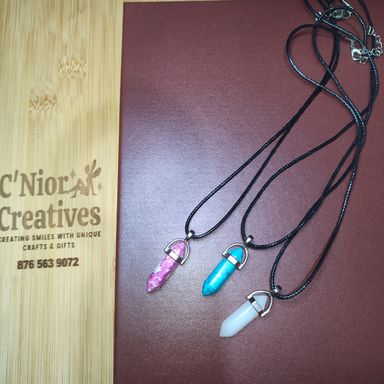 Crystal Stone Necklaces (black chain)