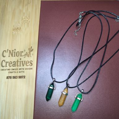 Crystal Stone Necklaces (black chain)