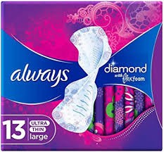 Always Diamond Flex Foam Ultra Thin Large Pads with Wings