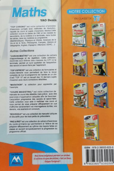 Annale Top Chrono Mathematiques - Tle D (Editions Matrices)