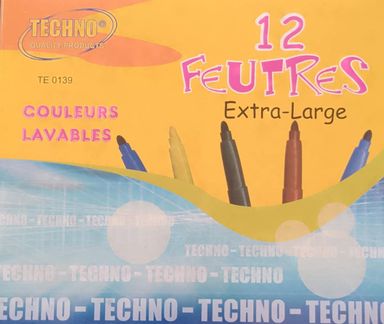 12 Feutres Extra Large - Couleurs Lavables