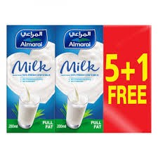 Almarai Long Life Full Fat Milk (5+1 Free) - preservatives free  powder free