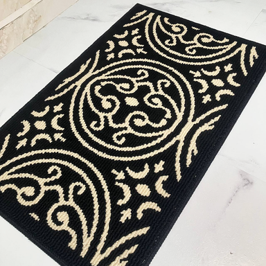 (R95) Flourish Black Rug 50cm x 80cm 