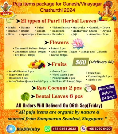 Ganesha Chathurthi Puja items package (without Ganesha idol)