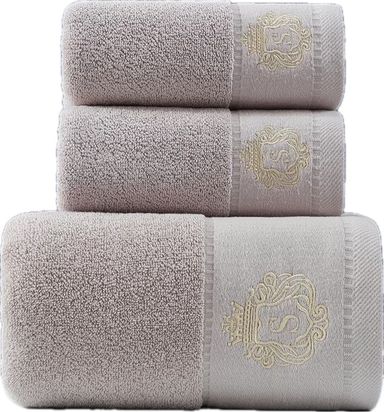 (T91) SUMMER Royal Towel set of 3pcs with embroidery (Light grey) 