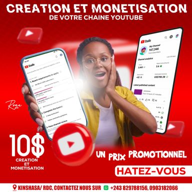 Création chaîne YouTube et Tik Tok monétiser 