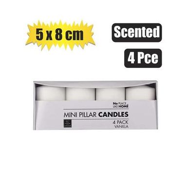 CANDLE SET 4PC PILLARS 5x8cm SCENTED