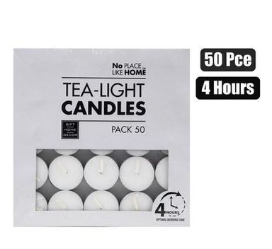  CANDLE TEA-LIGHT WHITE 3.5CM BOX-50