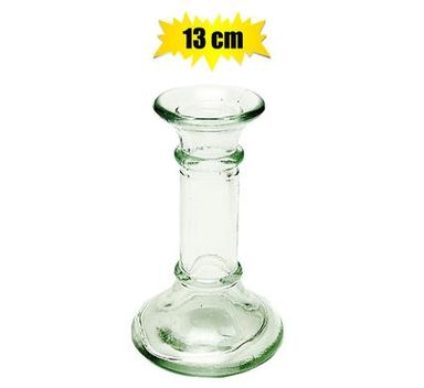 CANDLE-HOLDER GLASS 13cm CLEAR