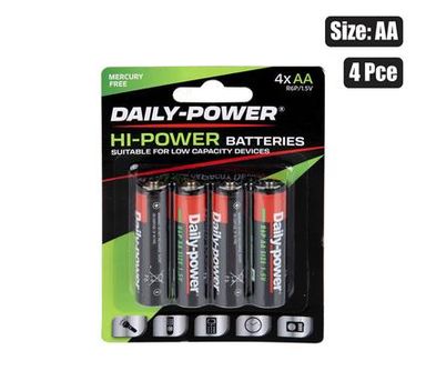 BATTERIES HIGH POWER SIZE: AA / R6P 4PCE