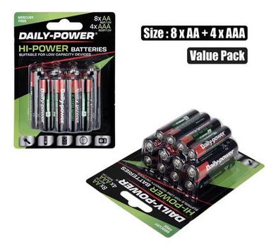 BATTERIES HIGH POWER AA/R6Px8 + AAA/R03Px4