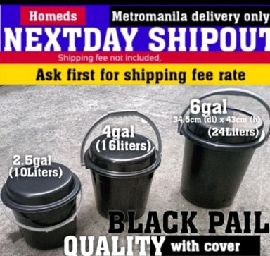 Quality black pail w cover