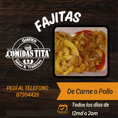 Fajitas de Carne o Pollo + Papas Fritas