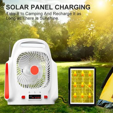 DC pedestal panel solar fan with light rechargeable fan for home table solar powered desk