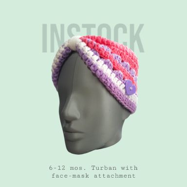 [INSTOCK] 6-12 mos. Turban with Face-Mask Attachment