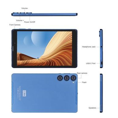 C Idea 8 Pouces Android 12 Sim 256 GO ROM Tablette avec Boîtier Clavier CM835 Bleu