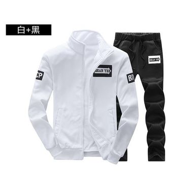 Fashion Homme Sport Veste Ensemble + Pantalon 2 Pièces - Blanc (Taille M,L,XL,XXL)