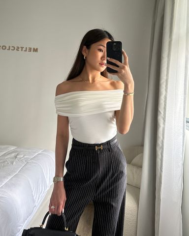 RUCHED OFF SHOULDER TOP 