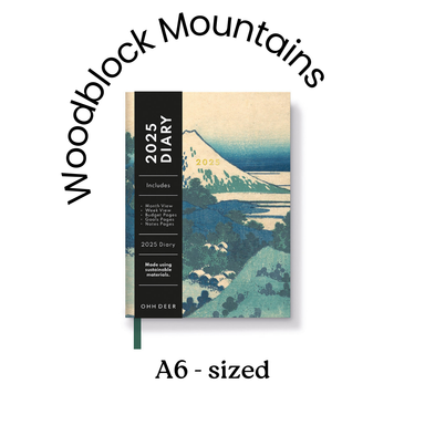 OHH Deer A6 2025 Diary - Woodblock Mountains