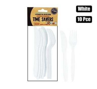 CUTLERY PLASTIC 10 PIECES SET (5 x KNIVES+5 x FORKS)