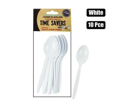 CUTLERY PLASTIC DESSERT SPOONS 10 PIECES