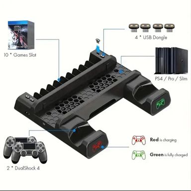 Cooling Stand For PS4 Slim Pro With Controller Charging Station