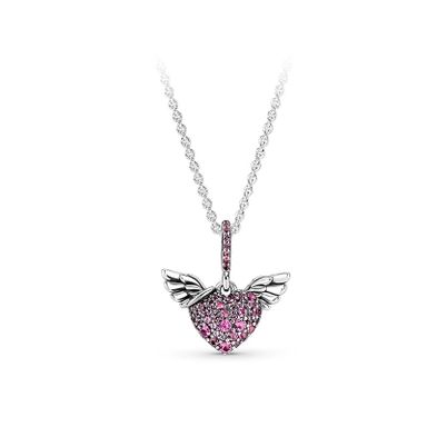 Heart and angel wings necklace