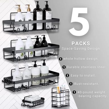 5pcs set rectangular Shower caddy shelf/Bathroom organizer