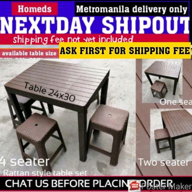 Rattan design W24xL30xH28in high table only