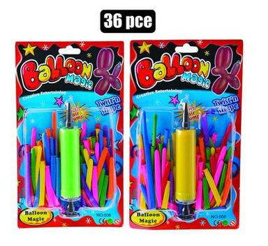 BALLOONS 36 PIECES WITH AIR PUMP MIX COLOURS (1 SET)