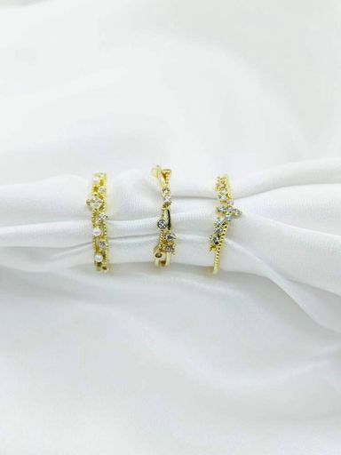 3 pcs fuax Pearl & Rhinestonen Decor cuff Ring