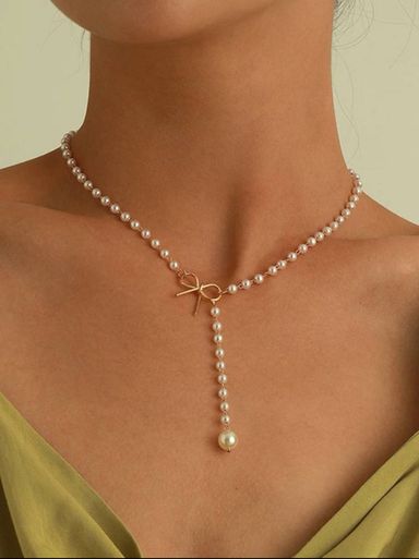 Elegant Cultureed Fuax Pearl & bow Decor Y 